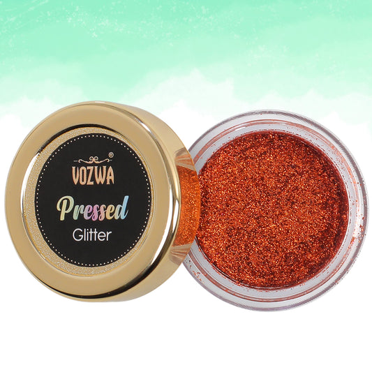 Vozwa Orange Color Glitter Eyeshadow Palette, Shimmery Finish Sparkle Glitter Eyeshadow Palette, Long Lasting Eye Makeup Palette | Easy-To-Blend Formula & Shiny Texture For Perfect Eye Makeup