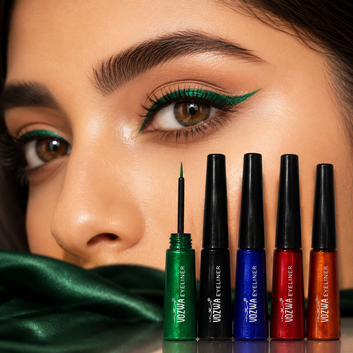 Vozwa 5 Shades Waterproof Eye Liner - Intense Color & Smooth Finish Copper, Red, Green, Black & Blue