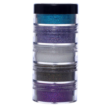 Vozwa Holographic Sparkle Loose Glitter Eyeshadow Tower - Eye Makeup (Firozi + Purple + White + Antique + Violet)