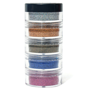 Vozwa 5 Sparkle Loose Holographic Glitter Eyeshadow - Eye Makeup (Silver + Golden + Antique + Blue + Pink)