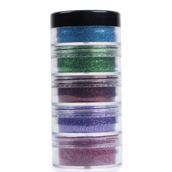 Vozwa 5 in 1 Tower Sparkle Loose Glitter Eyeshadow Set - Eye Makeup ( Firozi + PR Green + Maroon + Blue + Lavender)