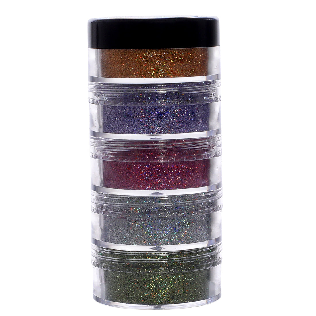 Vozwa Sparkle Holographic Loose Glitter Eyeshadow - Eye Makeup (Gold + Purple + Pink + Silver + Light Green)