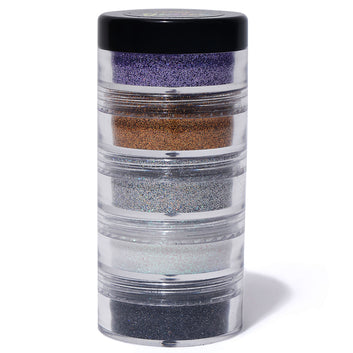 Vozwa 5 Sparkle Loose Glitter Eyeshadow - Eye Makeup(Purple + golden + Silver + white + Grey)