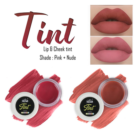 VOZWA Beauty Lip & Cheek Tint | Long Lasting, & Matte Finish (Shade - Pink + Nude)
