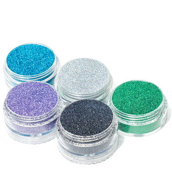 Vozwa Sparkle Holographic Glitter Tower Eyeshadow - Eye Makeup (Grey + Purple + Firozi + Silver + Green)