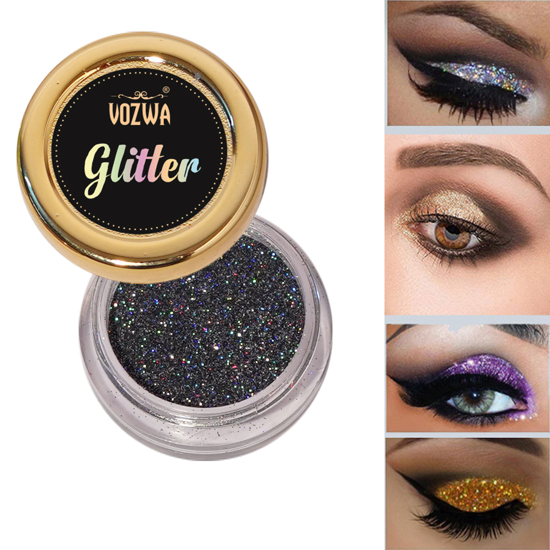 Vozwa Holographic Loose Eye Shadow Makeup Grey Glitter